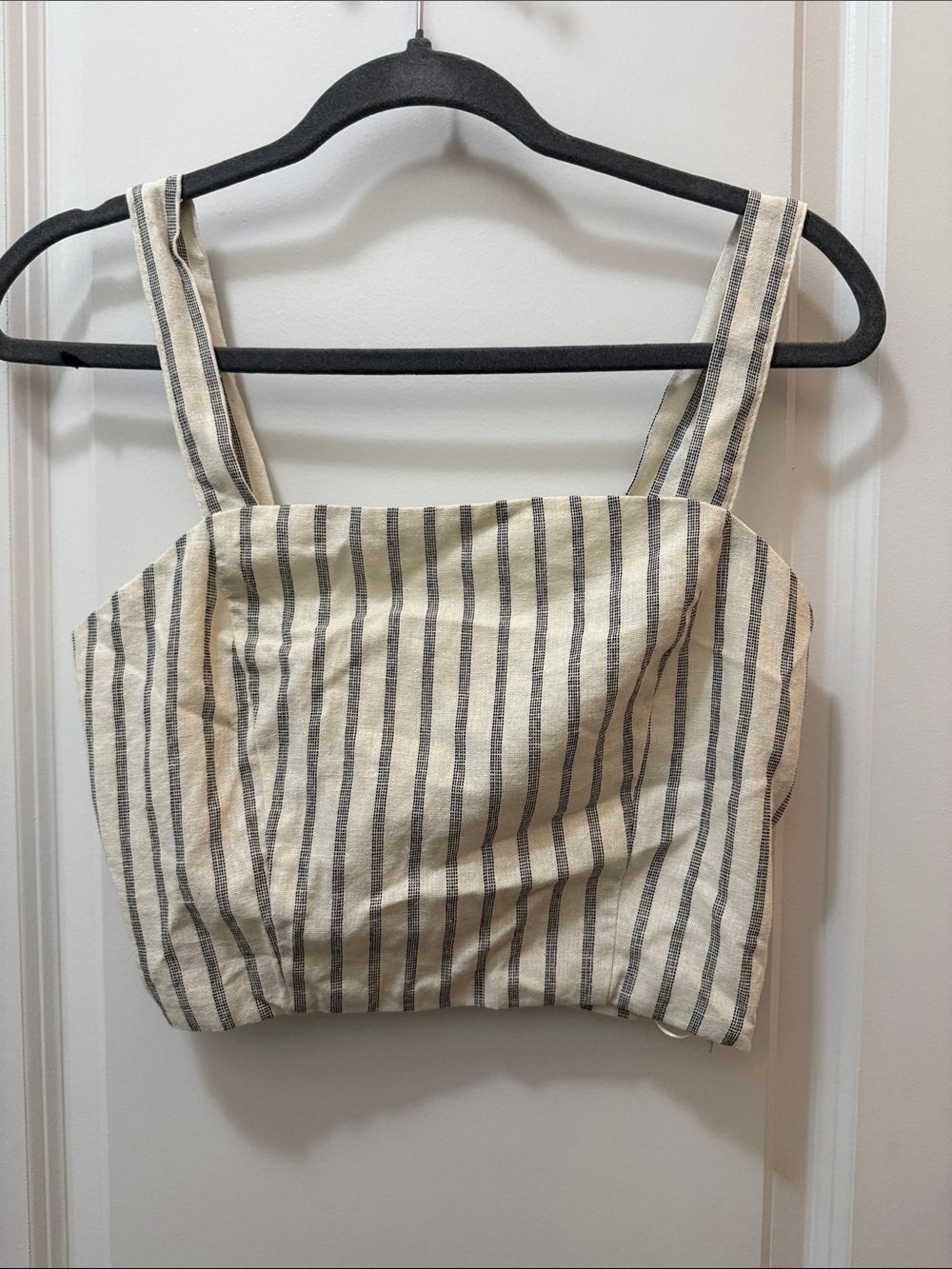 Love Tree Cream Striped Square-Neck Cropped Tank